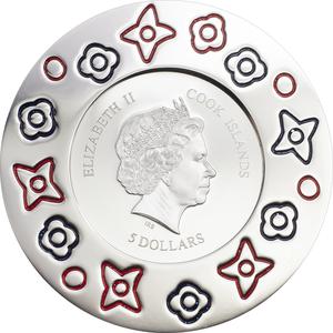 Cook Islands / Five Dollars Silver 2016 Murrine Millefiori Glass Art - obverse photo