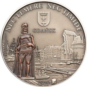 Cook Islands / Five Dollars Silver 2009 Hanseatic League - Gdansk - reverse photo