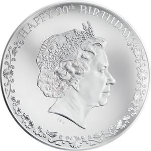 Cook Islands / Silver Three Ounces 2016 Happy 90th Birthday - QEII - reverse photo