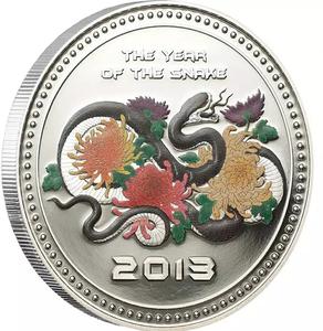 Cook Islands / Silver Ounce 2013 Year of the Snake - Happiness - reverse photo