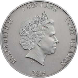 Cook Islands / Five Dollar Silver 2016 Ghost Ships - Flying Dutchman - obverse photo