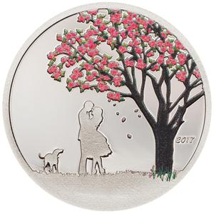 Cook Islands / Silver Tenth-Ounce 2017 Cherry Blossom Globe - reverse photo