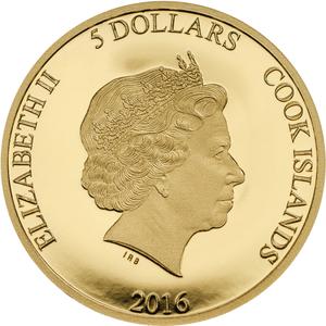 Cook Islands / Five Dollars Gold 2016 Pope Francis - obverse photo