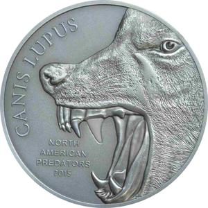 Cook Islands / Silver Two Ounces 2015 Canis Lupus - reverse photo