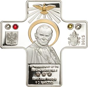 Cook Islands / Five Dollars Silver 2015 John Paul II Anniversary - reverse photo
