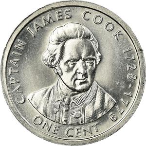 Cook Islands / One Cent 2003 James Cook - reverse photo