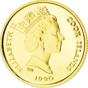 Cook Islands / Twenty-Five Dollars Gold 1990 Tiger - obverse photo