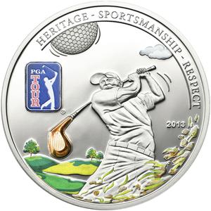 Cook Islands / Five Dollars Silver 2013 PGA Tour - Golf Club - reverse photo