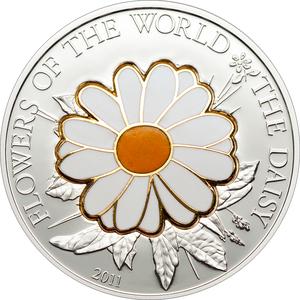 Cook Islands / Five Dollars Silver 2011 World of Flowers - Daisy - reverse photo
