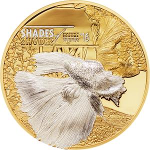 Cook Islands / Five Dollars Silver 2016 Shades of Nature - Fighting Fish - reverse photo