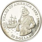 Fifty Dollars 1990 America Henry Hudson: Photo Coin, Cook Islands, Fifty Dollars 1990 America Henry Hudson / thumbnail