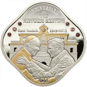 Cook Islands / Five Dollars Silver 2014 Meeting of the Popes - reverse photo