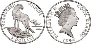 Cook Islands / Silver Ounce 1996 Cheetah - obverse photo