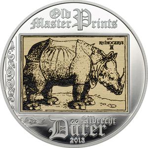 Cook Islands / Five Dollars Silver 2012 Albrecht Dürer - Rhinoceros - reverse photo