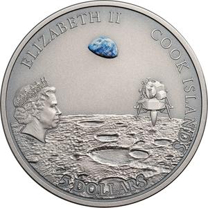 Cook Islands / Silver Ounce 2019 Moon Landing 1969 - Footprint - obverse photo