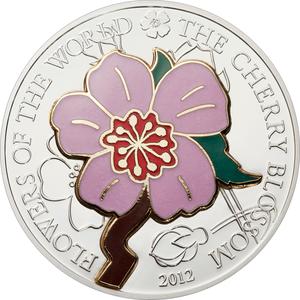 Cook Islands / Five Dollars Silver 2012 World of Flowers - Cherry Blossom - reverse photo