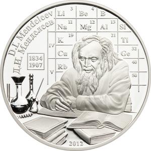 Cook Islands / Five Dollars Silver 2012 Dmitri Mendeleev - reverse photo