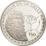 Fifty Dollars 1988 Sieur de la Salle: Photo Coin, Cook Islands, Fifty Dollars 1988 Sieur de la Salle / thumbnail