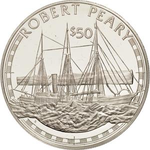 Cook Islands / Fifty Dollars 1988 Robert Peary - reverse photo