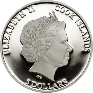 Cook Islands / Five Dollars Silver 2014 Crimson Rosella - obverse photo