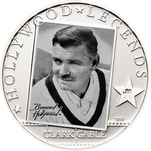 Cook Islands / Five Dollars Silver 2010 Clark Gable - reverse photo