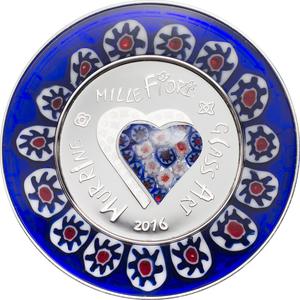Cook Islands / Five Dollars Silver 2016 Murrine Millefiori Glass Art - reverse photo