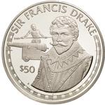 Fifty Dollars 1988 Sir Francis Drake: Photo Coin, Cook Islands, Fifty Dollars 1988 Sir Francis Drake / thumbnail