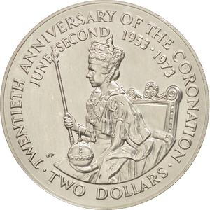 Cook Islands / Two Dollars 1973 Coronation Anniversary - reverse photo