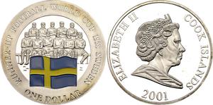 Cook Islands / One Dollar Silver 2001 Football - Sweden - obverse photo