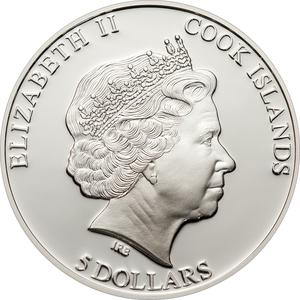 Cook Islands / Five Dollars Silver 2012 World of Flowers - Cherry Blossom - obverse photo