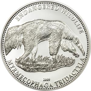 Cook Islands / Five Dollars Silver 2009 Giant Anteater - reverse photo