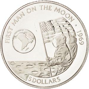 Cook Islands / Five Dollars 1991 First Man on the Moon - reverse photo