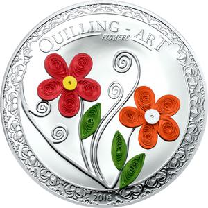 Cook Islands / Silver Half Ounce 2016 Quilling Art - Flowers - reverse photo