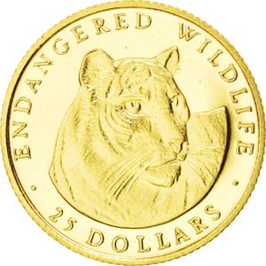 Cook Islands / Twenty-Five Dollars Gold 1990 Tiger - reverse photo