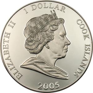 Cook Islands / One Dollar 2005 Royal Wedding - Charles and Camilla - obverse photo