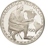 Fifty Dollars 1988 Amerigo Vespucci: Photo Coin, Cook Islands, Fifty Dollars 1988 Amerigo Vespucci / thumbnail