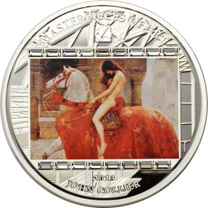 Cook Islands / Silver Three Ounces 2013 John Collier - Lady Godiva - reverse photo