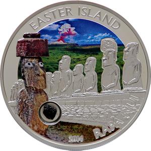 Cook Islands / Five Dollars Silver 2014 Rapa Nui Moai - reverse photo