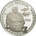 Fifty Dollars 1988 Leif Ericson: Photo Coin, Cook Islands, Fifty Dollars 1988 Leif Ericson / thumbnail
