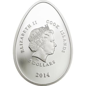Cook Islands / Five Dollars Silver 2014 Imperial Egg in White - obverse photo