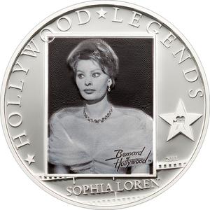 Cook Islands / Five Dollars Silver 2011 Sophia Loren - reverse photo