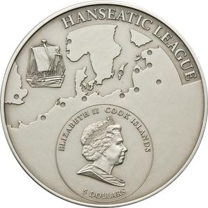 Cook Islands / Five Dollars Silver 2009 Hanseatic League - Lubeck - obverse photo
