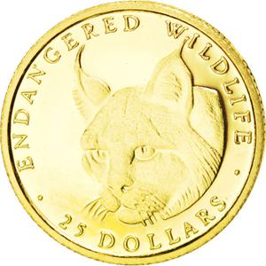 Cook Islands / Twenty-Five Dollars Gold 1990 Lynx - reverse photo