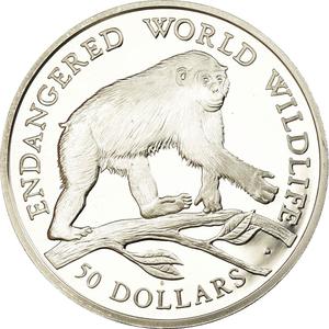 Cook Islands / Fifty Dollars 1990 Chimpanzee - reverse photo