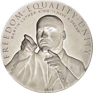 Cook Islands / Five Dollars Silver 2010 Martin Luther King - obverse photo