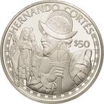 Fifty Dollars 1988 Hernando Cortés: Photo Coin, Cook Islands, Fifty Dollars 1988 Hernando Cortes / thumbnail