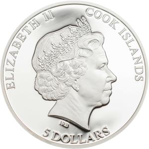 Cook Islands / Five Dollars Silver 2016 Scarlet Macaw - obverse photo