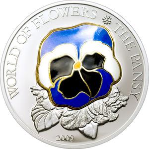 Cook Islands / Five Dollars Silver 2009 World of Flowers - Pansy - reverse photo