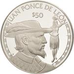Fifty Dollars 1988 Juan Ponce de León: Photo Coin, Cook Islands, Fifty Dollars 1988 Juan Ponce de Leon / thumbnail