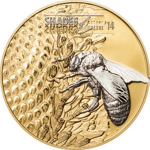 Cook Islands / Five Dollars Silver 2014 Shades of Nature - Bee - reverse photo